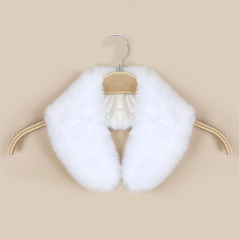 Joyci Fashion Women's Faux Fur Collar Winter Warm Neck Shawl Scarf Collar (White) - Image 3